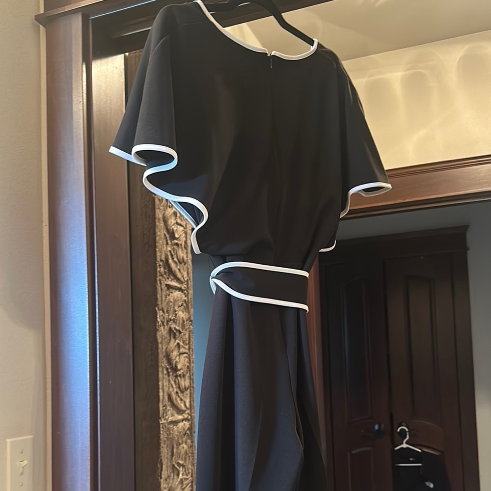 Joseph Ribkoff Black Jumpsuit with Flutter Sleeves and detachable belt